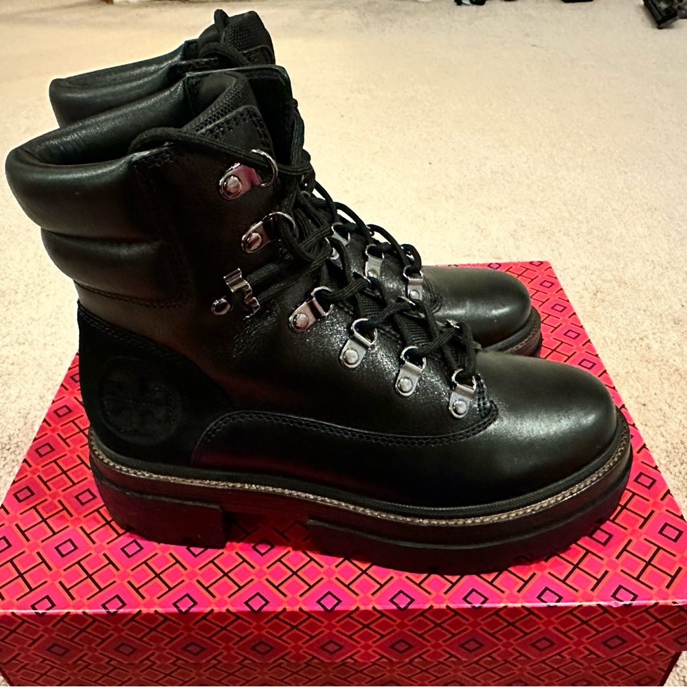 Black Leather Lace-Up Boots